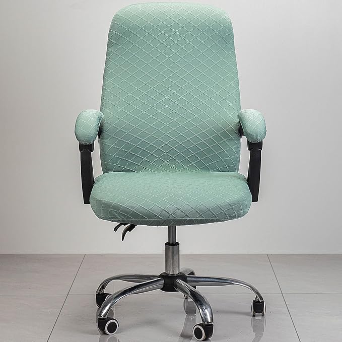 Melaluxe Office Chair Cover with Armrest Covers， Universal Stretch Desk Chair Cover, Computer Chair Slipcovers (Size: L) - Matcha