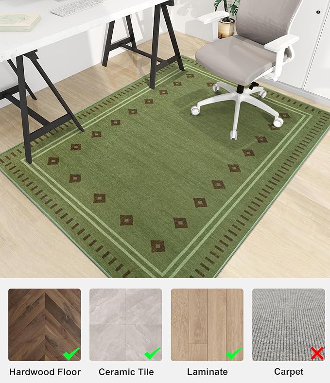 chakme Office Chair Mat for Hardwood Floor, 48"x36" Easy Glide Computer Desk Mat Protector for Rolling Chair Under Desk Rug Nonslip Backing, Machine Wash, (Southwestern Sage)