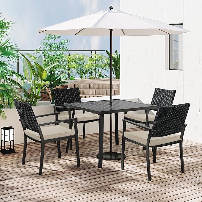 Outdoor Chair Cushions 18.5x16 Inch Waterproof Patio Chair Cushions with Tie Color Fastness Thick Outdoor Seat Cushion for Patio Furniture Cream Set of 4