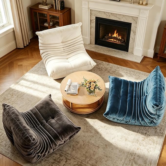 Trenda Bean Bag Chairs for Adults - Comfy High-Density Foam Fireside Chair, Adult Size, Soft Dutch Velvet Cover Beanbag Couch, Versatile for Living Room, Bedroom, Dorm, Reading & Gaming (Royal Blue)