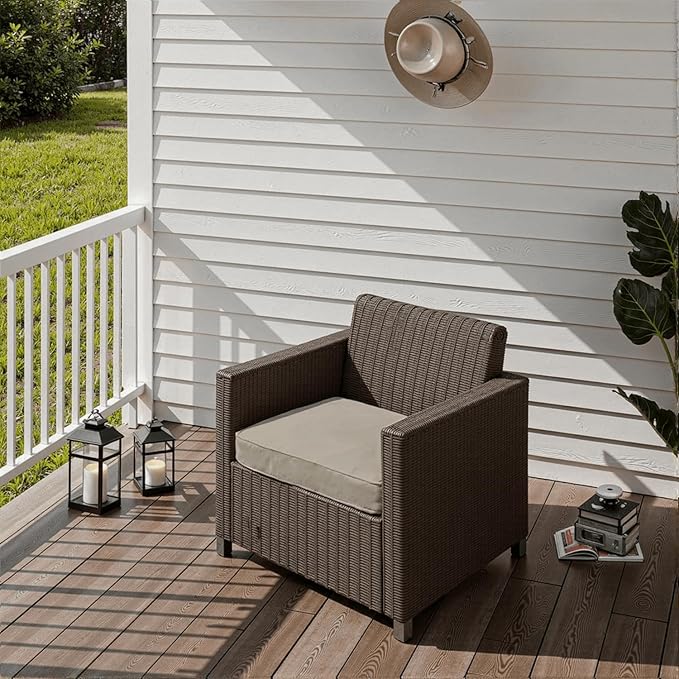PatioGlow Outdoor Chair Cushions 19 x 19 x 3 Inch, Waterproof & Fade Resistant Patio Seat Cushion for Furniture with Handle and Ties, Thick Seating Pads for Outside Sofa Couch Set of 2, Cream