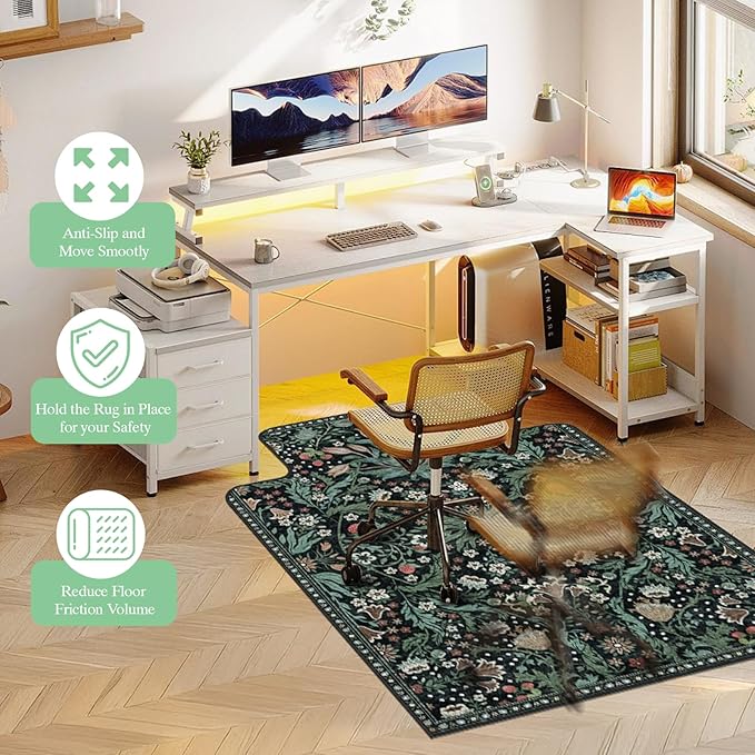 Office Chair Mat for Hardwood Floor & Tile Floor,48"X 60" Heavy Duty Desk Chair Mat for Hard Floors, Under Desk Rug for Rolling Computer Chair,Anti Slip,Low Pile Carpet Protector-Convex Green Grass