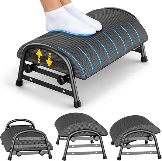 YEASHEIN Adjustable Foot Rest for Under Desk at Work, Ergonomic Under Desk Footrest with 6 Positions, Foot Stools for Under Office Desk Chair, Leg Rest for Home, Car, Computer, Gaming Accessories