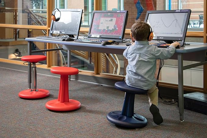 KORE Design Wobble Stool Chair, Girls + Boys Kid Desk Stools, Ergonomic Small Office Chairs, Flexible Seating for Active Kids, ADD/ADHD, Classroom, School, Home, Preschool (12in), Age 4-5 yrs, Green