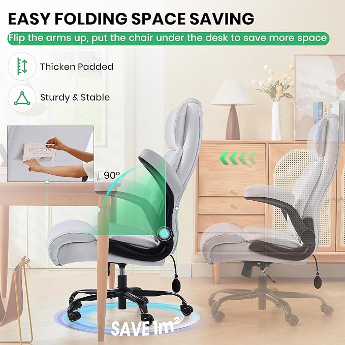 500lbs Big and Tall Office Chair Adjustable Lumbar Support for Back Pain, Extra Wide Seat Executive Office Chair Thick Armrest Pad, Heavy Duty Base&Upgraded Wheels, Ergonomic Comfy Computer Desk Chair