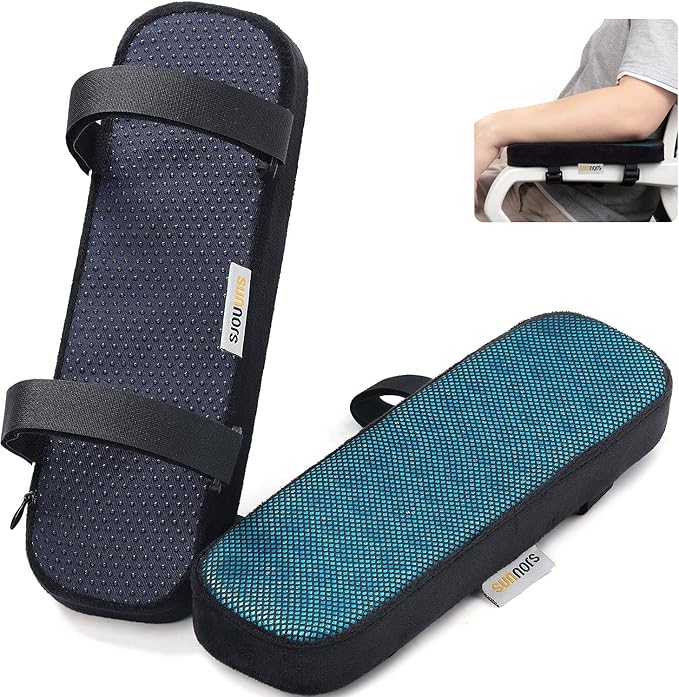 Chair Armrest Cushions Cooling Gel Office Chair Armrest Pads Comfy Gaming Chair Arm Rest Covers for Elbows and Forearms Pressure Relief(Set of 2)