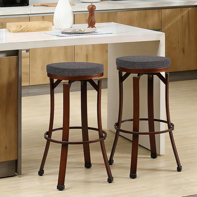 Tromlycs 14 Inch Round Bar Stool Cushion Non-Slip Foam Seat Pad Removable Cover for Circle Chairs (14x14 Inches, Gray)