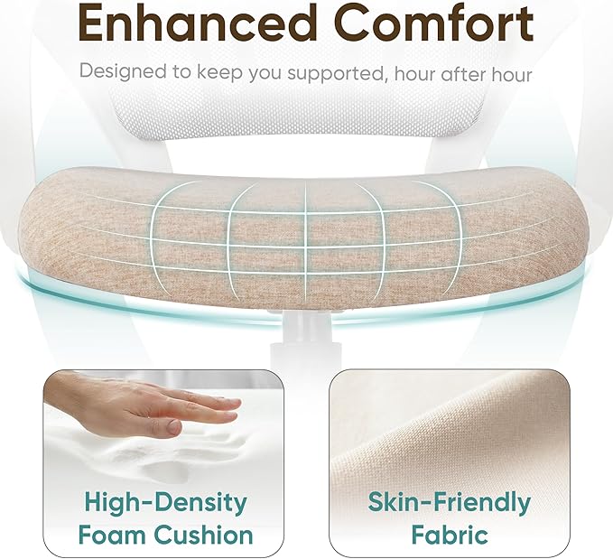 ETONEX Office Chair with Ergonomic Mid Back Cushion Lumbar Support Adjustable Swivel Rolling Computer Gaming Desk Chair Comfy Mesh Seat Wheels Home Executive Use (1, Beige)