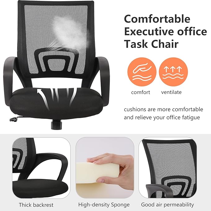 PayLessHere Home Office Chair Desk Computer Chair Adjustable Ergonomic Chair Lumbar Support Armrest Executive with High Density Mesh 360 Degree Swivel Chair for Adults Chair (Pack of 3, Black)