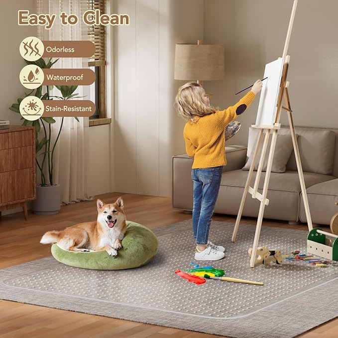 Office Chair Mat for Low Pile Carpet with Lip, 45" x 53" Clear Plastic Floor Protector, Heavy Duty Desk Chair Mat for Rolling Chairs, Smooth Glide Computer Mat for Home Office