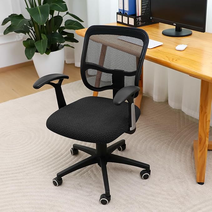 FORCHEER Waterproof Office Chair Seat Cover 20x20 1 Piece Strechable Jacquard Mesh Office Chair Seat Slipcover for Desk Chair Washable Replacement