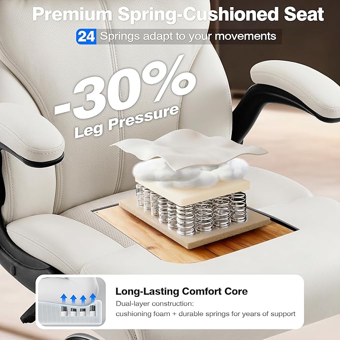 AreShark Office Chair - Executive High Back Breathable Comfy Desk Chair with Lumbar Support - Ergonomic Leather Rolling Swivel Computer Chair with Rock Function for Working Studying Gaming Relaxing