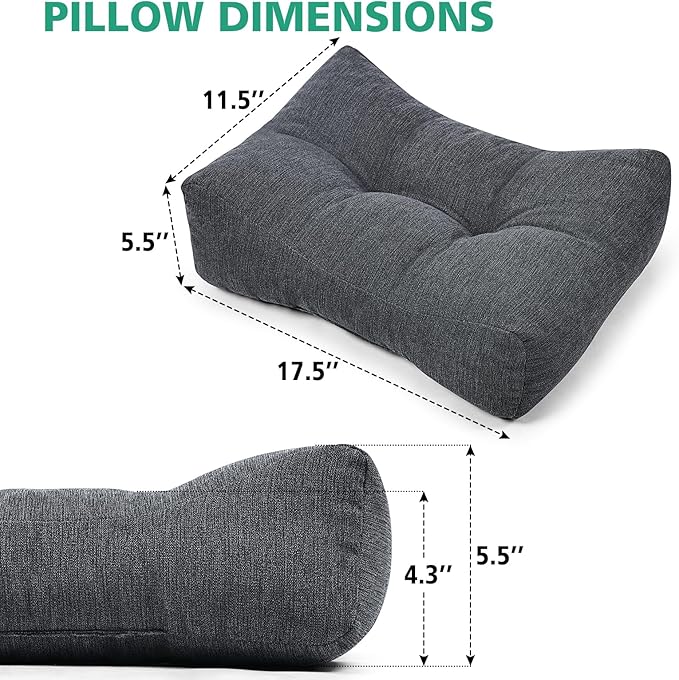 Shinnwa Lumbar Support Pillow for Office Chair, Memory Foam Back Support Pillow for Back Pain Relief, Car, Chair and Couch, 17.5 x 11.5 x 5.5in, Charcoal