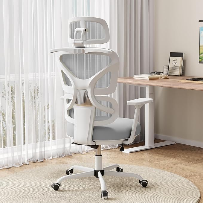 Ergonomic Office Chair Mesh Desk Chair with Lumbar Support and Headrest, High Back Computer Chair with Armrest and Tilt Lock, Home Office Desk Chairs for Men Women