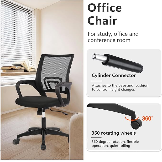 PayLessHere Home Office Chair Desk Computer Chair Adjustable Ergonomic Chair Lumbar Support Armrest Executive with High Density Mesh 360 Degree Swivel Chair for Adults Chair (Pack of 3, Black)