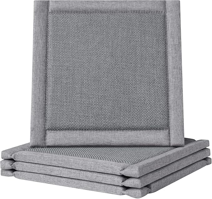 YDKGL Dining Chair Cushions Set of 4, Woven & Memory Foam Kitchen Chair Pads, Non Slip Backing Indoor Seat Cushion for Dining Room, Bar, Patio(4Pack,Grey)