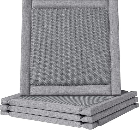 YDKGL Dining Chair Cushions Set of 4, Woven & Memory Foam Kitchen Chair Pads, Non Slip Backing Indoor Seat Cushion for Dining Room, Bar, Patio(4Pack,Grey)