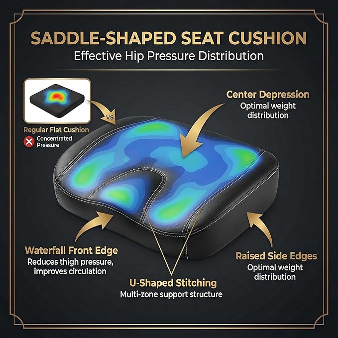 Big and Tall Office Chair 400lbs, Premium PU Leather Executive Chair with Extra Wide Saddle Seat for Cross Legged, 3D Armrests, Footrest, Heavy Duty Ergonomic Reclining Desk Chair (Black)