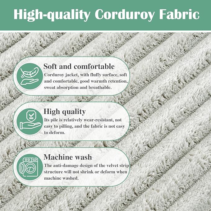 Rectangular Pouf Ottoman, Stuffed Floor Pouf with Foam Chunk Filling, Soft Coral Fleece Furry Foot Rest Stool, Multi-Use Ottoman for Living Room, Wide Stripe Boho Decor, Dark Gray