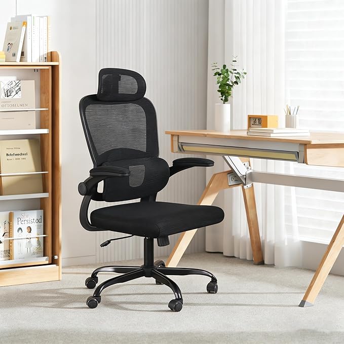 Office Chair Ergonomic Desk Chair,Office Desk Chair with High Back Mesh and Adjustable Lumbar Support Rolling Work Swivel Task Chairs with Wheel 3D Armrests and Headrest
