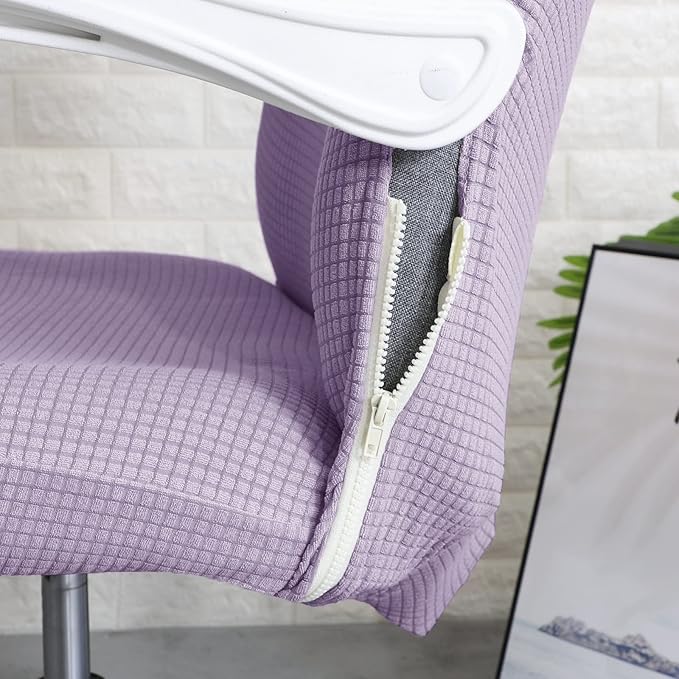 FORCHEER Office Chair Cover Water Repellent Jacquard Armrest Swivel Chair Slipcovers Removable Stretch Universal Computer Chair Cover L with Chair Arm Cover 2P-Purple