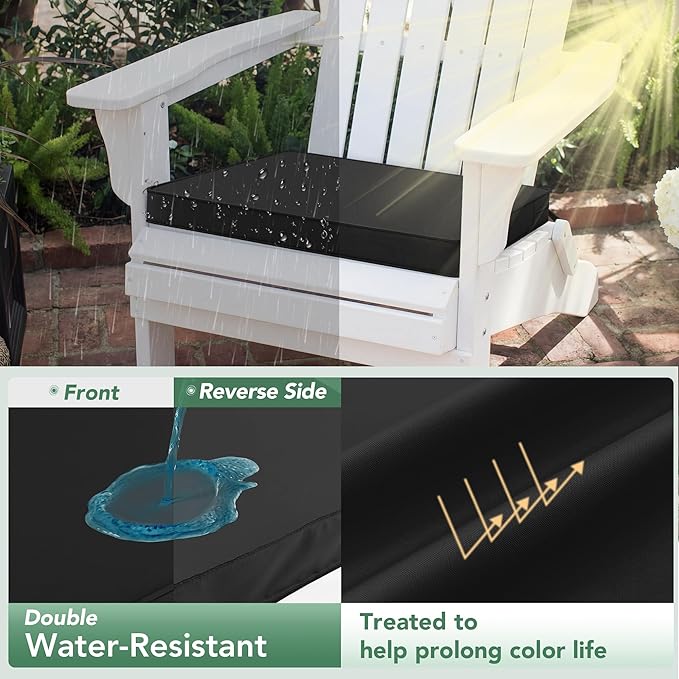 Outdoor Chair Cushions Set of 4: Waterproof & Color Fastness Seat Cushion for Patio Furniture - 22 x 22 x 3 Inch Chair Pads with Ties and Hidden Zipper - Patio Chair Cushion Replacement, Black