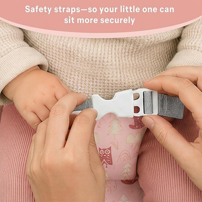 High Chair Pad, High Chair Cushion, Seat Cushion Breathable Pad, Cute Pattern,Comfortable Seat Belt Design, Soft and Comfortable, Baby Sits More Comfortable (Pink Animal Pattern)