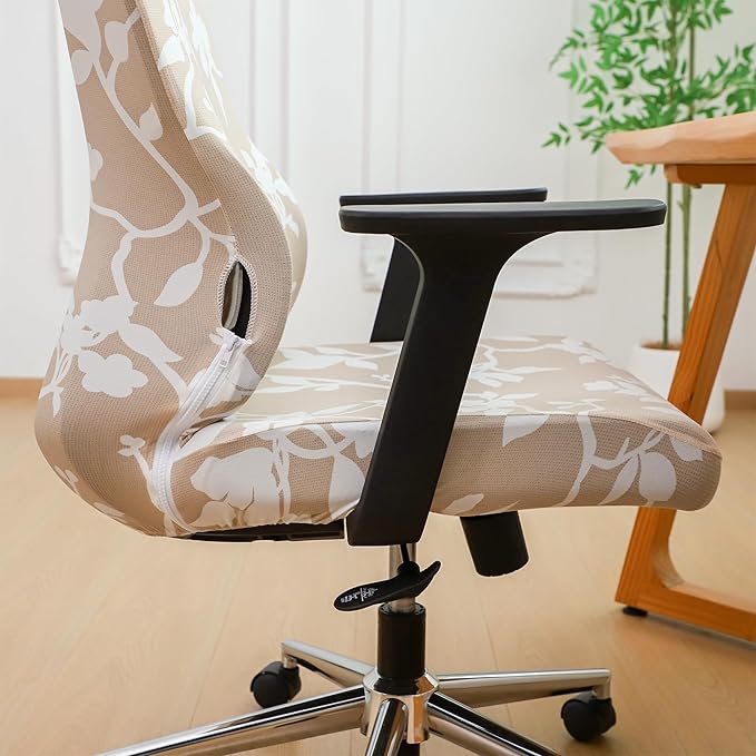 Ergonomic Office Chair Covers Set with Headrest Cover Floral 2 Pieces Stretch Desk Computer Office Chair and Headrest Slipcovers Washable