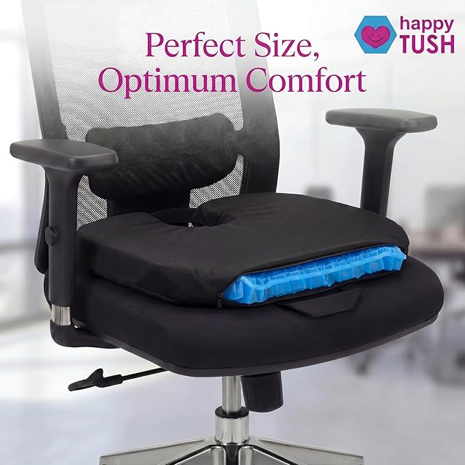 NOVA 2” Cooling Gel Seat Cushion with Coccyx Cutout – Double Layer Honeycomb Design for Tailbone & Pressure Relief, Breathable Non-Slip Chair Pad with Handle for Office, Car & Wheelchair