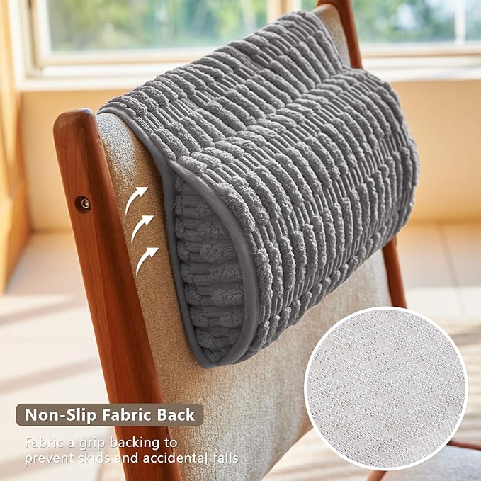 Headrest and Support Pillow,Recliner Pillow for Neck, Head, or Foot for Office or Massage Chairs, Neck Pain Relief and Cervical Support. Nonslip, Zipped Cover. (Gray, 5.5" Wx13 Lx3 H)