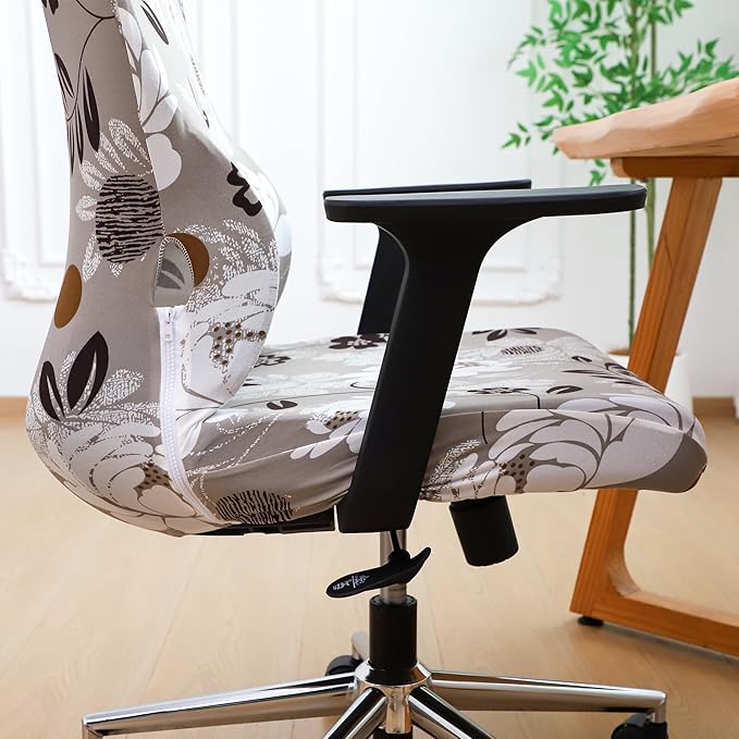 Ergonomic Office Chair Covers Set with Headrest Cover Floral 2 Pieces Stretch Desk Computer Office Chair and Headrest Slipcovers Washable