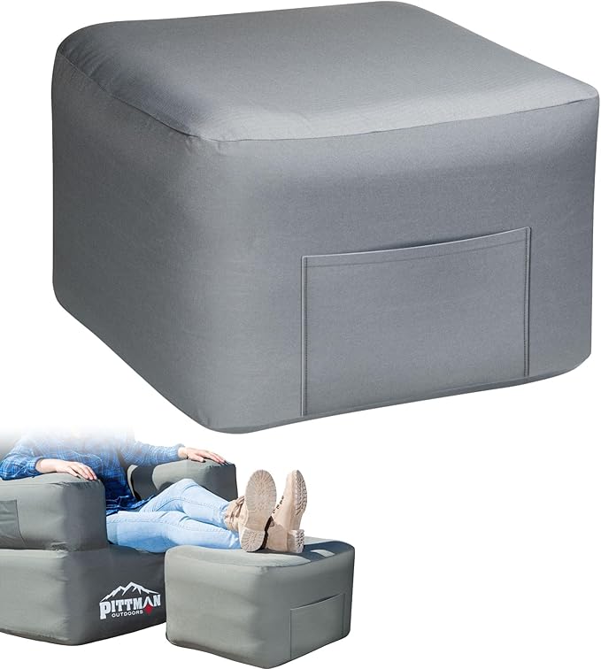 Pittman Inflatable Ottoman Foot Rest for Camping - Outdoor Pouf Ottoman is Waterproof for Camping & Patio - Removable Cover for Easy Cleaning - Inflatable Foot Stool Matches Our Popular Furniture Set