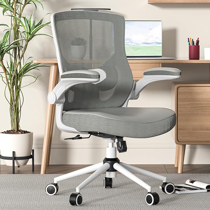 CYKOV Office Chair, High Back Desk Chair Adjustable Height and Ergonomic Design Home Office Computer Chair Executive Lumbar Support Padded Flip-up Armrest Swivel Task Chair