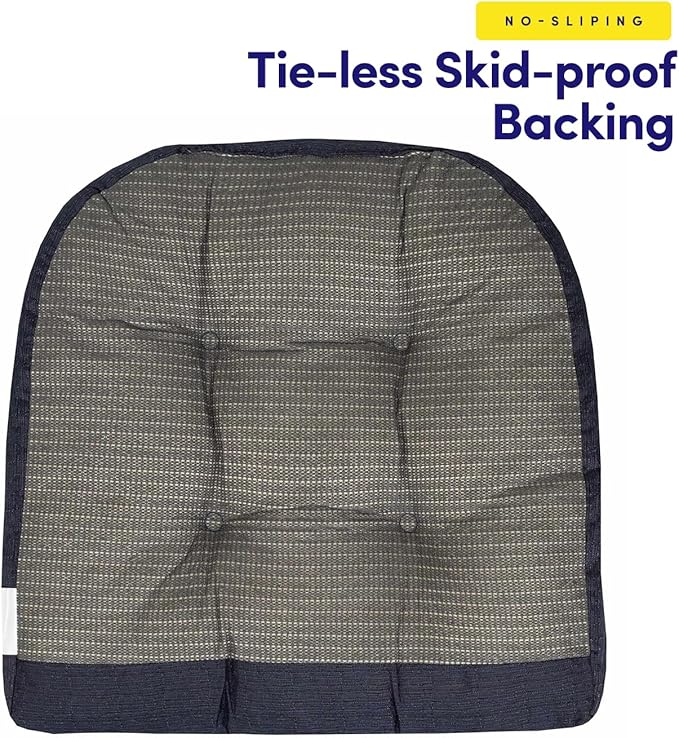 Sweet Home Collection Rocking Chair Cushion Premium Tufted Pads Non Skid Slip Backed Upper and Lower with Ties, 2 Piece Set, Navy Blue (Pack of 1)