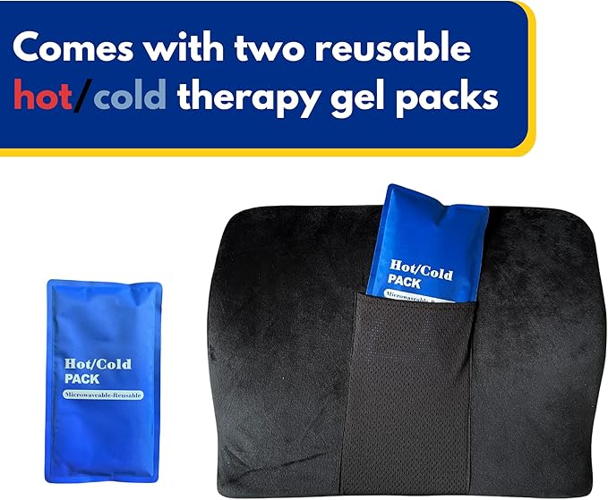 Doctor Butler's Orthopedic Memory Foam Cushion for Hemorrhoid Relief – Hemorrhoid Cushion for Relief of Discomfort with 2 Gel Inserts for Hot/Cold Therapy (1 Count)