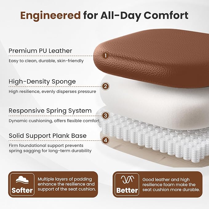 BESTFAIR Big and Tall Office Chair - 400 LBS Capacity Executive Chair with High Back & Footrest, Ergonomic Office Chair for Heavy People, Wide Padded Seat Computer Gaming Chair, Brown 2 Pack