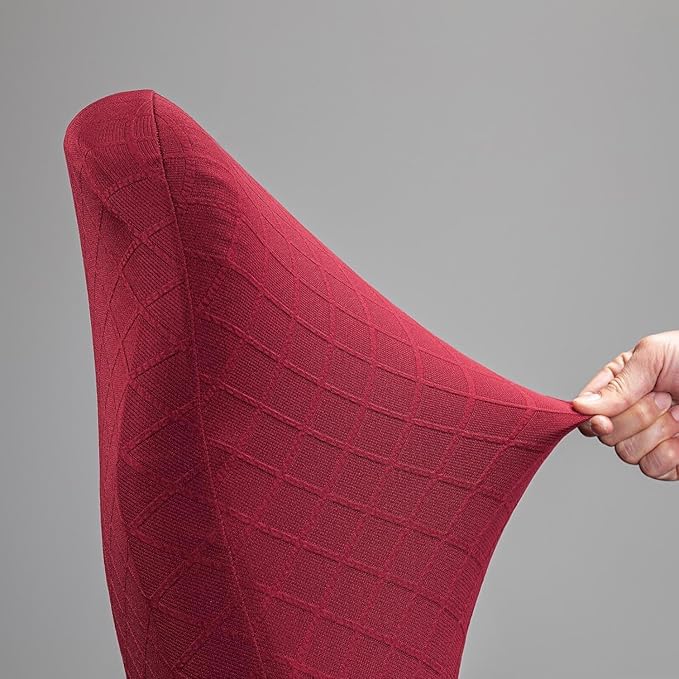 Melaluxe Stretch Jacquard Office Chair Cover, Removable Washable Desk Chair Cover Rotating Chair Seat Slipcover, Wine Red
