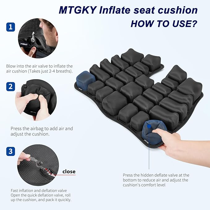 Travel seat Cushion with Built-in Pump,Airplane Seat Cushion-Inflatable Travel Cushion for Long Flights,Portable Inflatable Pad,Coccyx Tailbone Pain Relief Chair Pad (H-Shape)