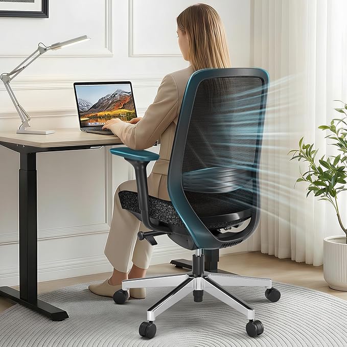 ErgoSift M2 Ergonomic Office Chair - High-Back Mesh Desk Chair with Adjustable Lumbar Support 4D Armrests for Long Hours Sitting Black
