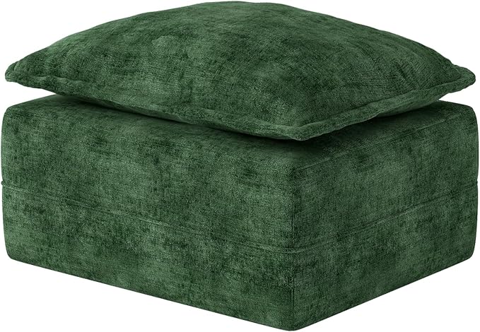 Hobestluk Rectangular Cloud Memory Foam Ottoman for Couch Comfy Couch Footrest with Removable Cover Ideal for Living Room Bedroom or Office as Extra Seating or Coffee Table (Green, Ottoman)