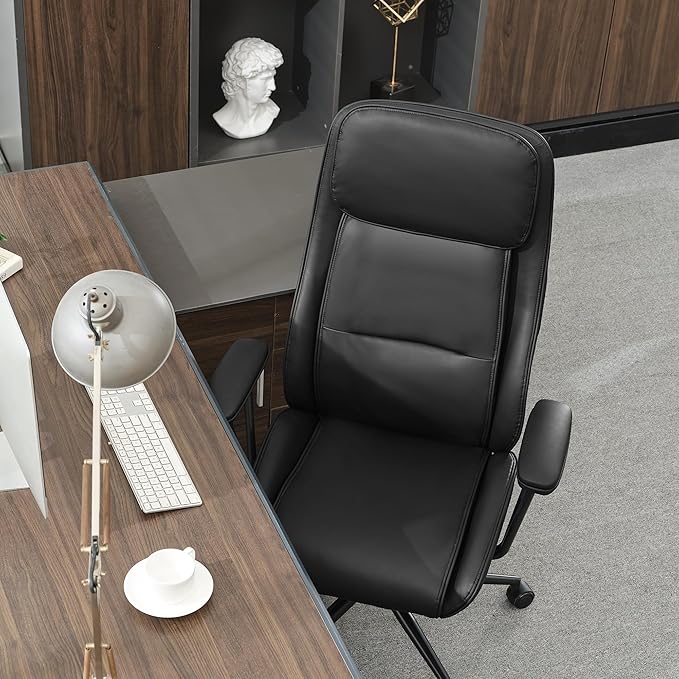 High Back Office Desk Chair,Ergonomic Reclining Office Chair,Modern Swivel Computer Chair,Conference Room Chairs,Black Leather Chair with Lumbar Support,330lbs (Pure Black)