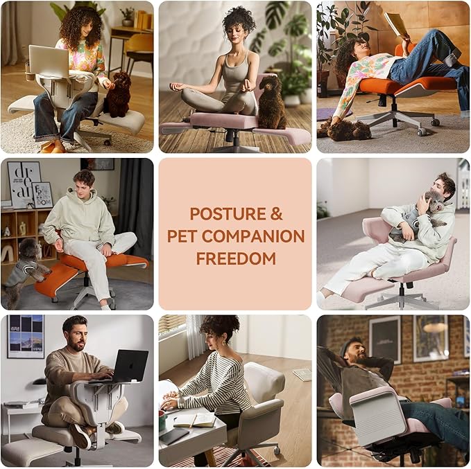 Newtral Criss Cross Chair- Multi-Position Cross Legged Office Chair with Wheels & Amrests