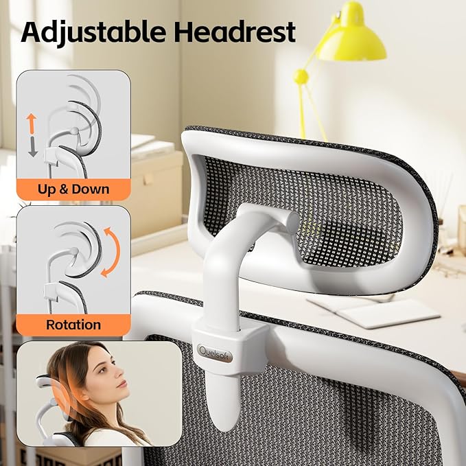 Ergonomic Office Chair, Home Office Desk Chairs, 3D Lumbar Support High Back Desk Chair, Comfortable Computer & Gaming Chair for Office & Home - Silver