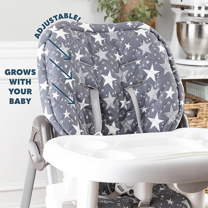Todays Kids High Chair Pad - Machine Washable High Chair Cover, Easy Use Highchair Cushion, Soft Highchairs Covers for Baby, Padded Highchair Cover w/Elastic Back, Fits 3-5 Point Harness Chairs