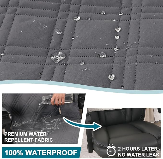 Turquoize Waterproof Office Chair Cover with Armrest Covers Gray Computer Desk Chair Cover Protector with Arms Soft Durable Office Chair Seat Slipcover with Anti-Slip Buckle for Home Office, Gray