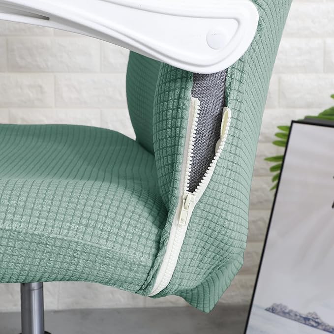 FORCHEER Office Chair Cover Water Repellent Jacquard Armrest Swivel Chair Slipcovers Removable Stretch Universal Computer Chair Cover L with Chair Arm Cover 2P-Army Green