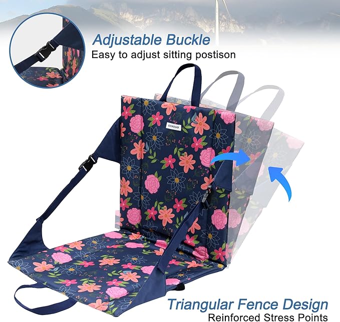 Folding Stadium Seat Cushion with Backrest, Portable Bleacher Pad for Camping,Lightweight Chair with Backrest for Outdoor Sports Concerts