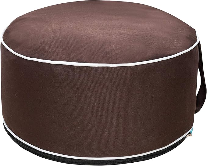 QILLOWAY Inflatable Outdoor Ottoman for Patio, Waterproof Round Pouf, Inflatable Foot Rest, Outdoor Footstool for Poolside, Garden，Camping,Coffee