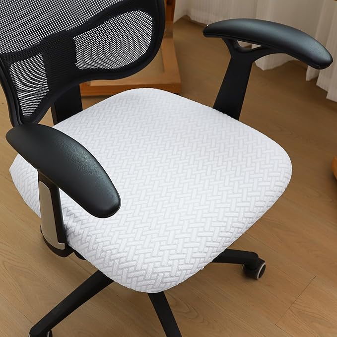 FORCHEER Waterproof Office Chair Seat Cover 20x20 1 Piece Strechable Jacquard Mesh Office Chair Seat Slipcover for Desk Chair Washable Replacement