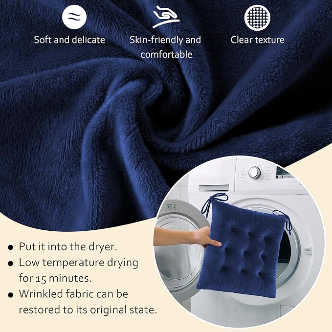 ELFJOY Rocking Chair Cushion Large Rocking Chair Pads with Ties Premium Tufted High Back and Seat Cushion 2 Piece Set Navy
